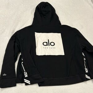 ALO Black Pullover Hoodie with Open Side Panels
